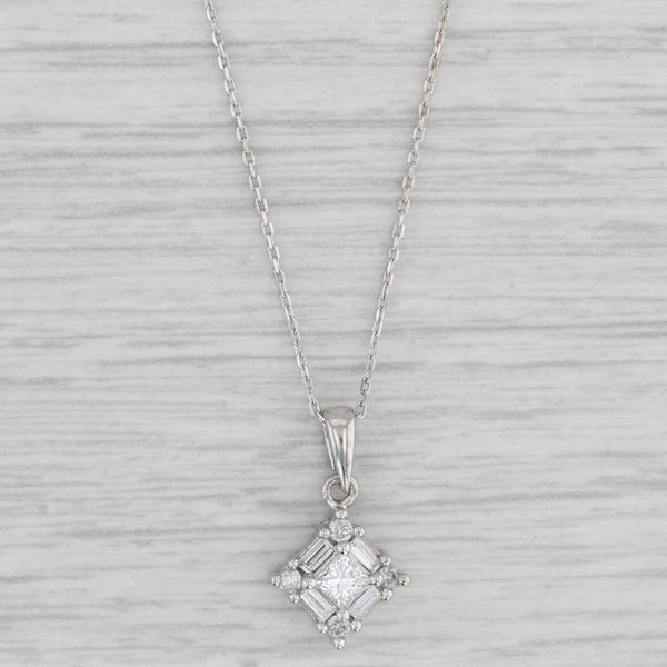 0.76 ctw Invisibly set Princess Cut Diamond Heart Pendant in 18k white gold