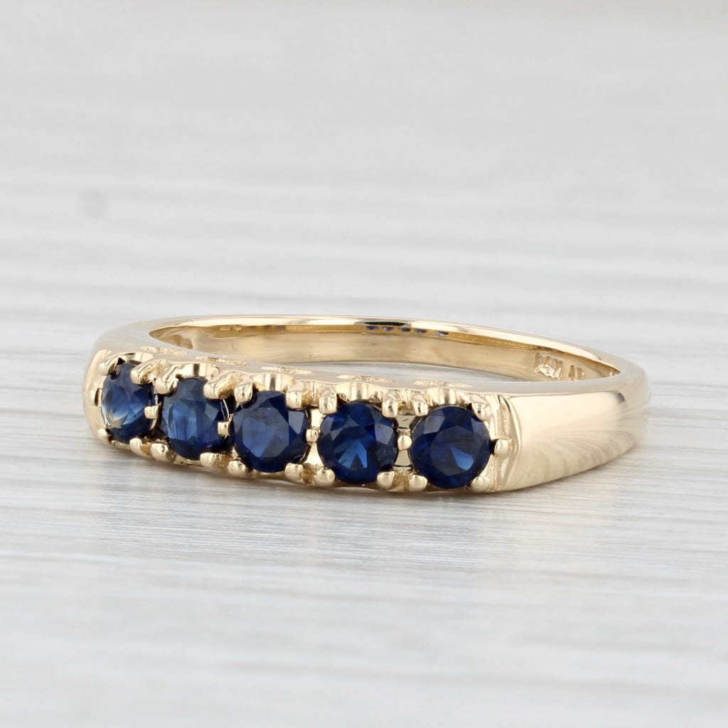 Light Gray 0.65ctw Blue Sapphire Ring 14k Yellow Gold Size 8 Stackable