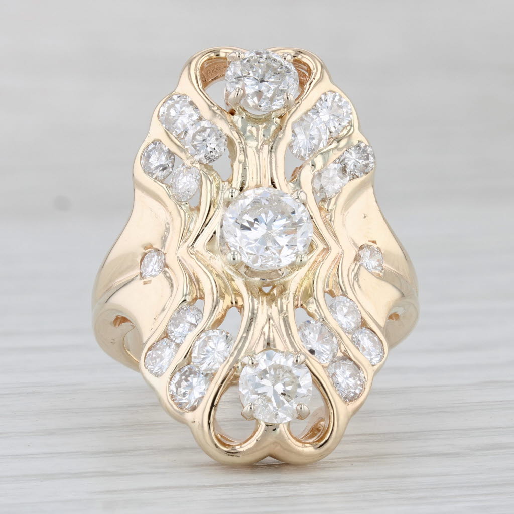 Light Gray 3.37ctw Diamond Cocktail Ring 14k Yellow Gold Size 8 GIA