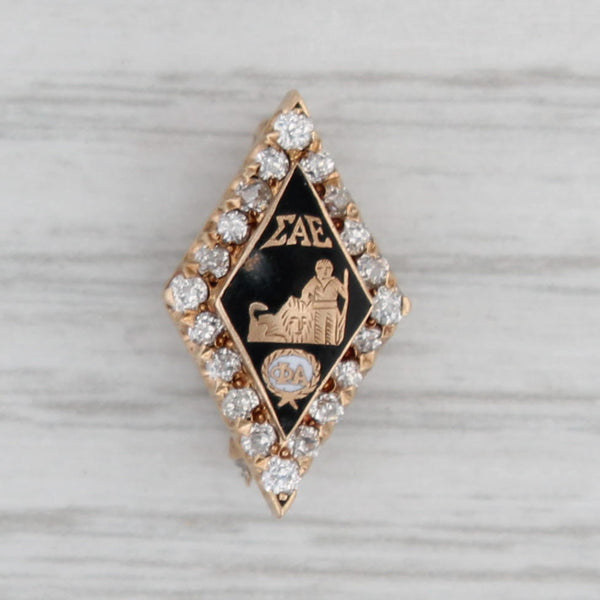 Gray Sigma Alpha Epsilon Badge 14k Gold Diamond 1900 Antique Greek Fraternity Pin