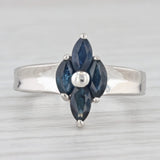 1.32ctw Blue Sapphire Cluster Ring Sterling Silver Size 6