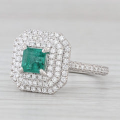 New 1.95ctw Emerald Diamond Halo Engagement Ring 14k White Gold Size 6.5 JGL
