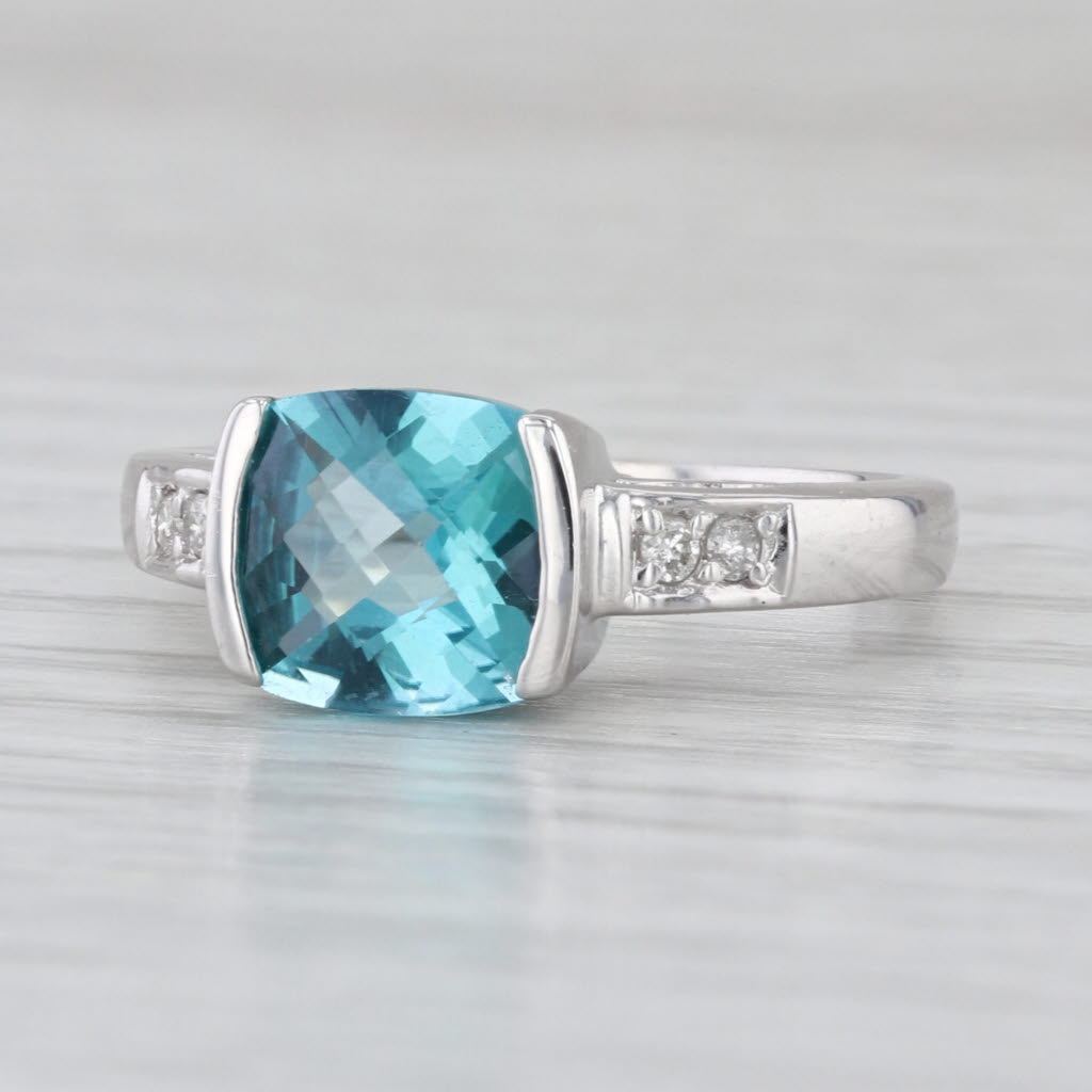 2.67ctw Mystic Teal Topaz Diamond Ring 10k White Gold Size 7