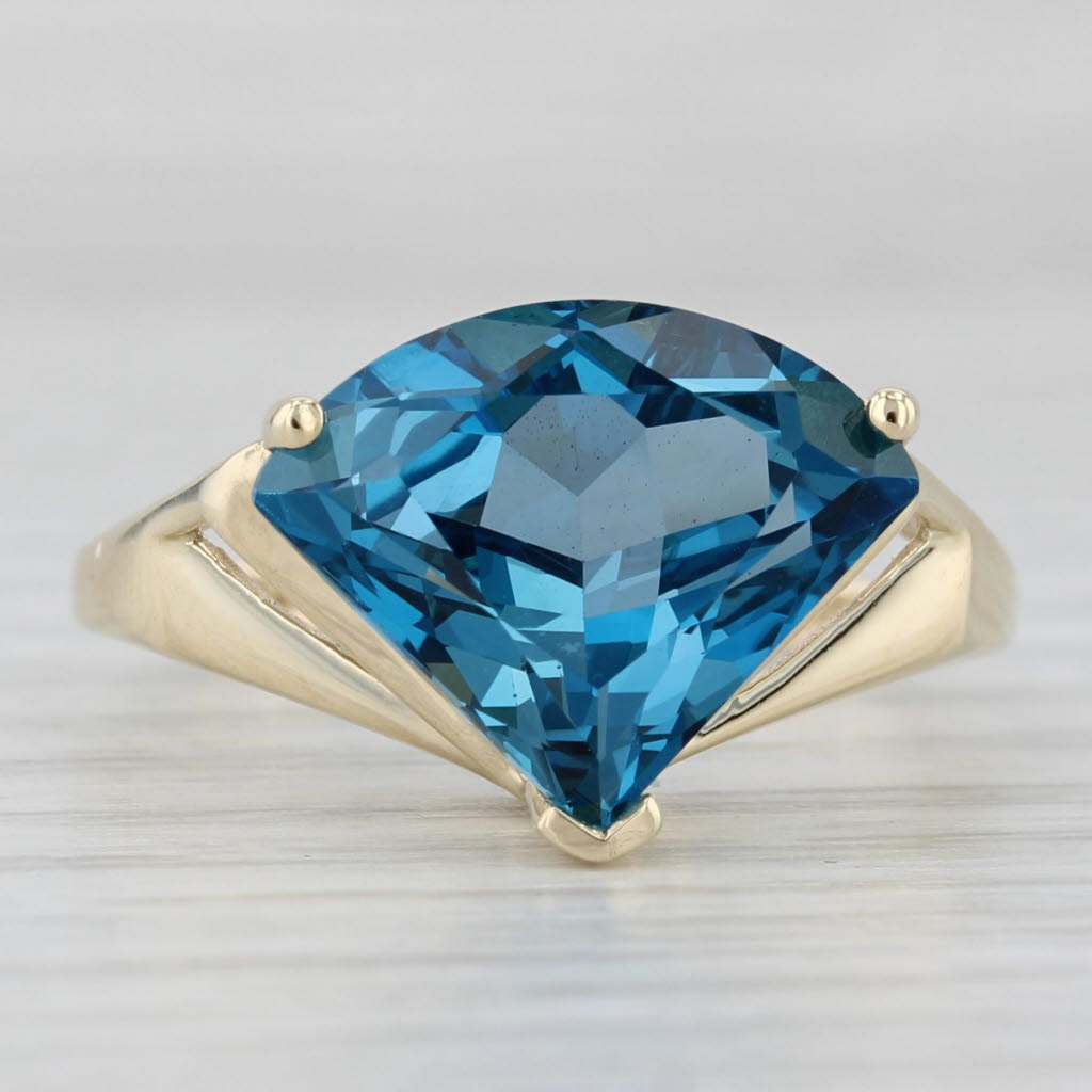 Light Gray 9.40ct London Blue Topaz Solitaire Ring 14k Yellow Gold Size 10