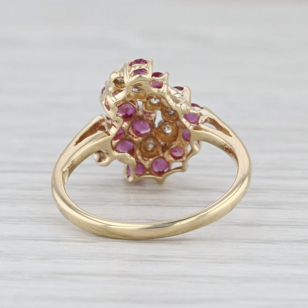 1.14ctw Ruby Diamond Cluster Ring 14k Yellow Gold Size 7.75