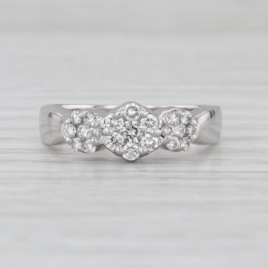 0.55ctw Diamond Cluster Ring 14k White Gold Size 7.25 Engagement