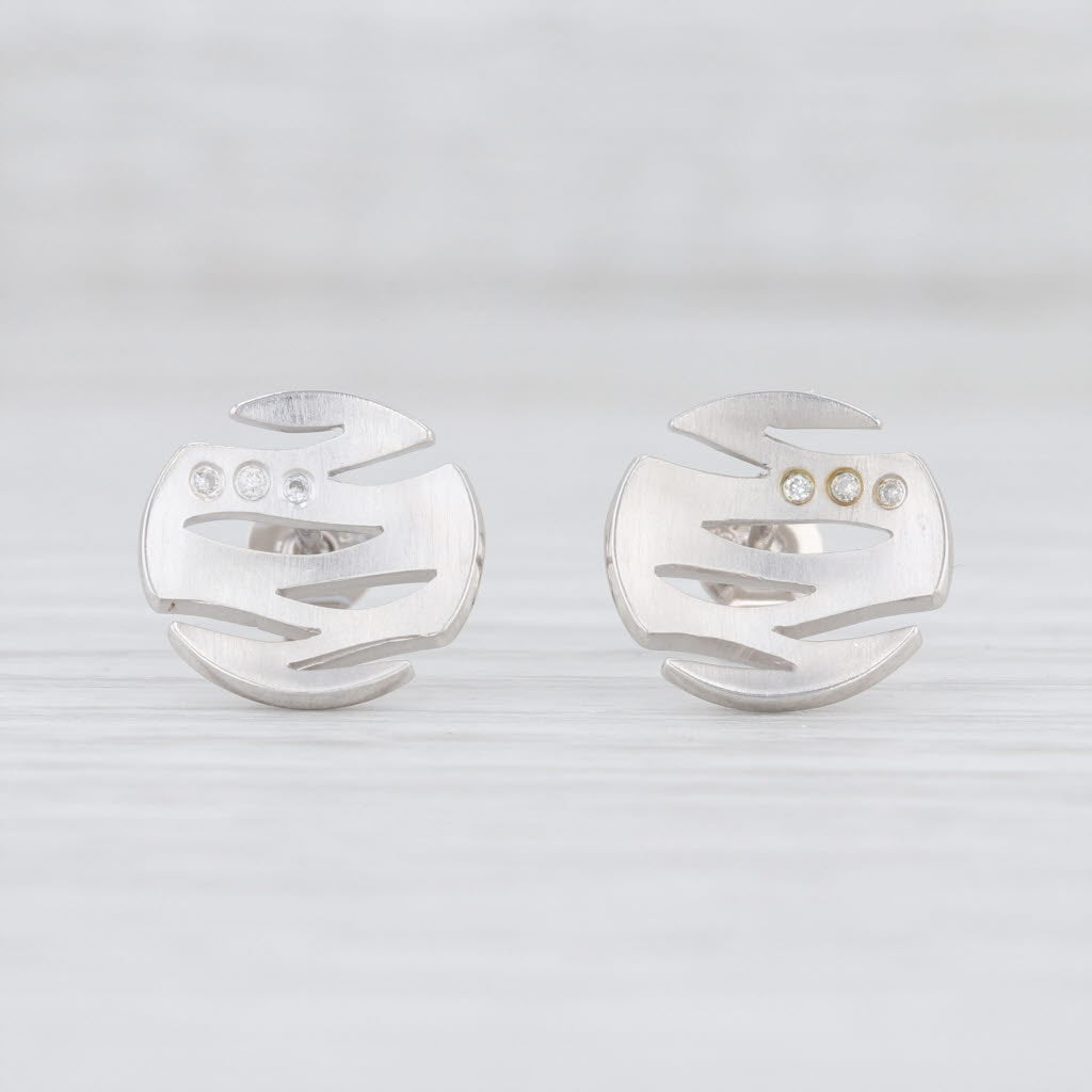 New Bastian Inverun Sparkling Diamond Stud Earrings Sterling Silver Studs