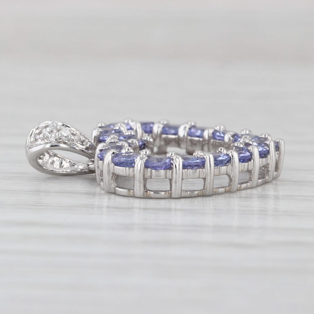 1.20ctw Tanzanite Open Heart Pendant 10k White Gold Diamond Accents