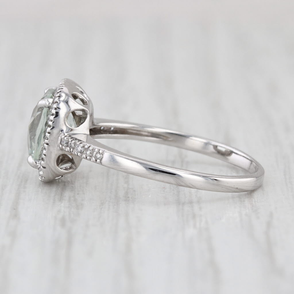 2.20ctw Praisilite Green Amethyst Diamond Halo Ring 14k White Gold Size 8.5