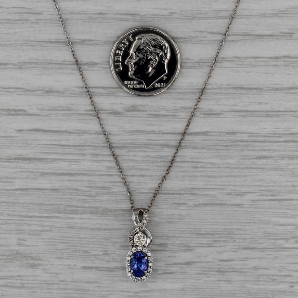 Le Vian 0.80ctw Tanzanite Diamond Halo Pendant Necklace 14k White Gold 22"