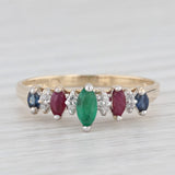 0.45ctw Emerald Ruby Sapphire Diamond Tiered Ring 14k Yellow Gold Size 7.25