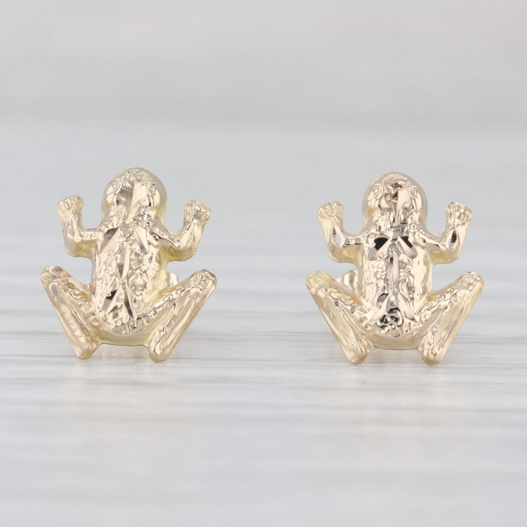 Frog Stud Earrings 14k Yellow Gold Studs