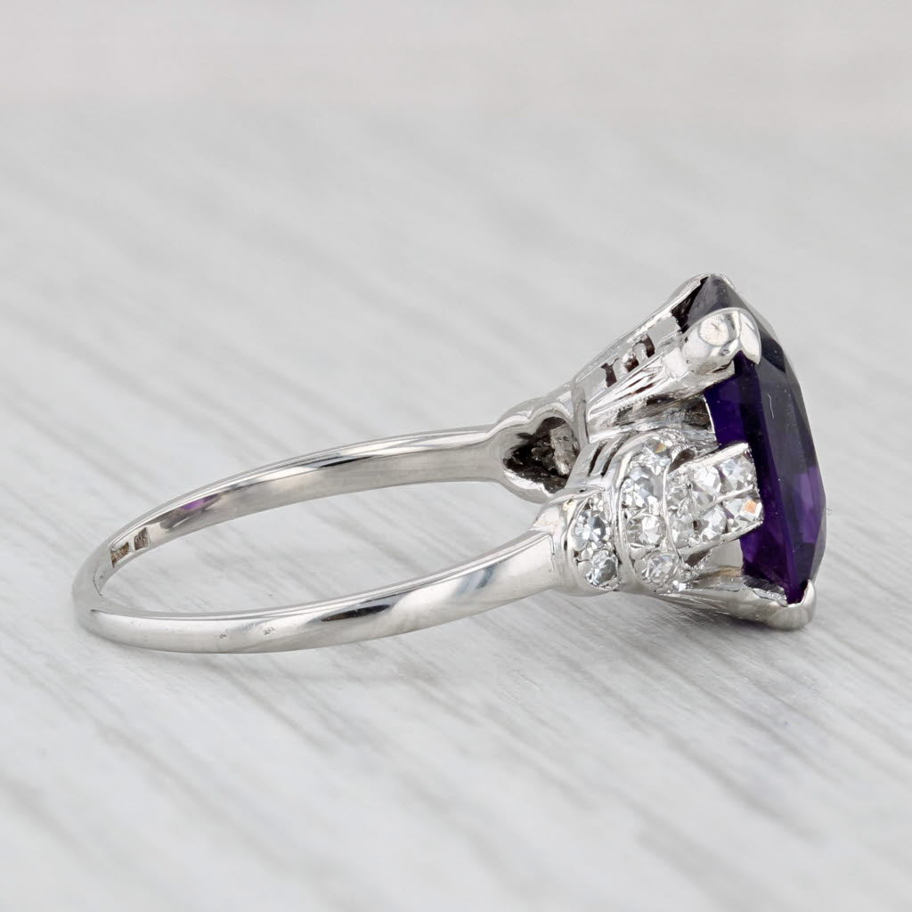 Light Gray 4.05ctw Cushion Amethyst Diamond Ring Platinum Size 7.5