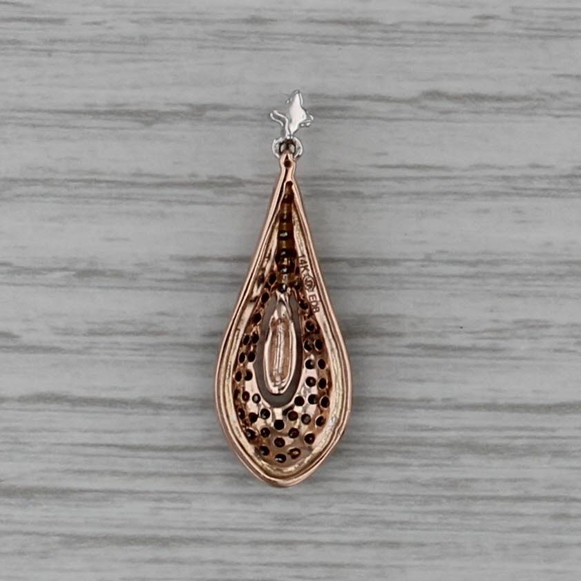 0.50ctw White Champagne Diamond Teardrop Pendant 14k Rose Gold