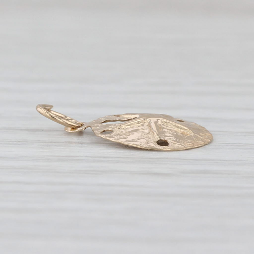 Small Sand Dollar Pendant 14k Yellow Gold Charm Nautical Jewelry
