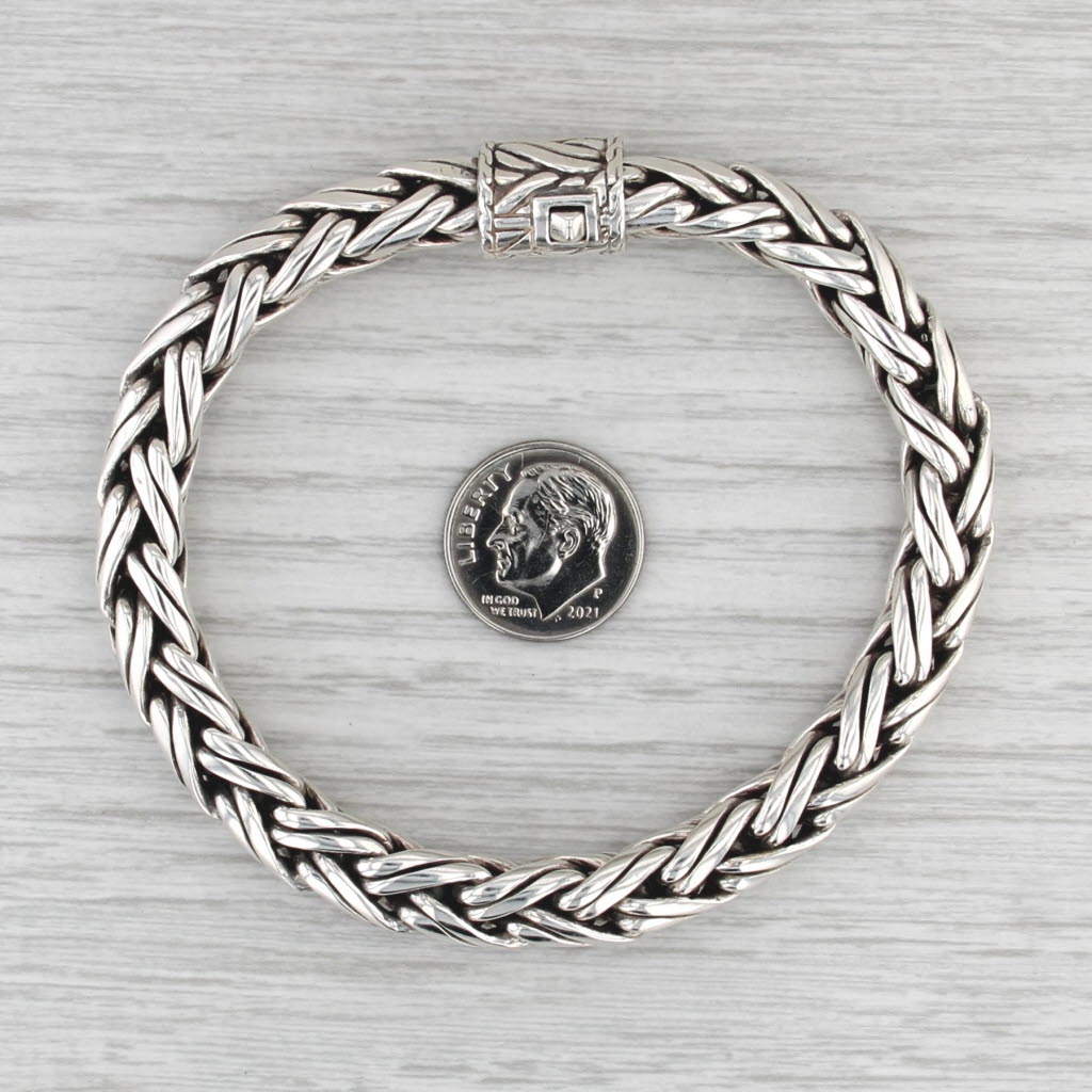 John Hardy Classic Wheat Chain Bracelet Sterling Silver 7.5" XL 8.2mm