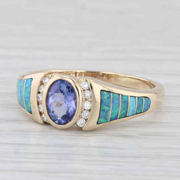 1.02ctw Tanzanite Diamond Blue Opal Ring 14k Yellow Gold Size 9.5 Kabana