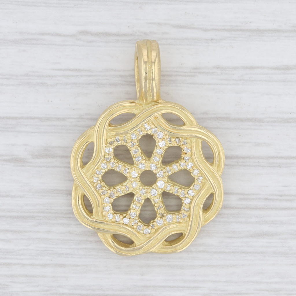 Slane & Slane Fenestra 0.25ctw Diamond Flower Enhancer Pendant 18k Yellow Gold