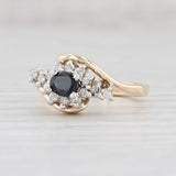 Light Gray 0.47ctw Blue Sapphire Diamond Halo Ring 10k Yellow Gold Size 6.25 Bypass
