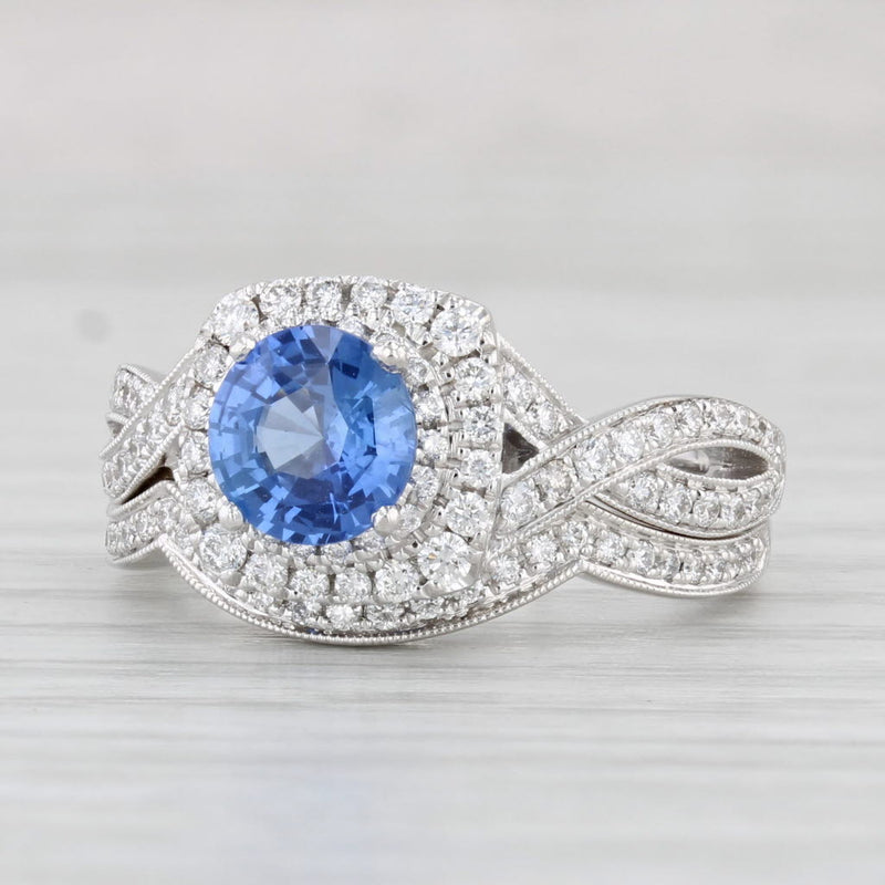 Light Gray Neil Lane 2.08ctw Blue Sapphire Diamond Engagement Ring Wedding Band 14k Gold