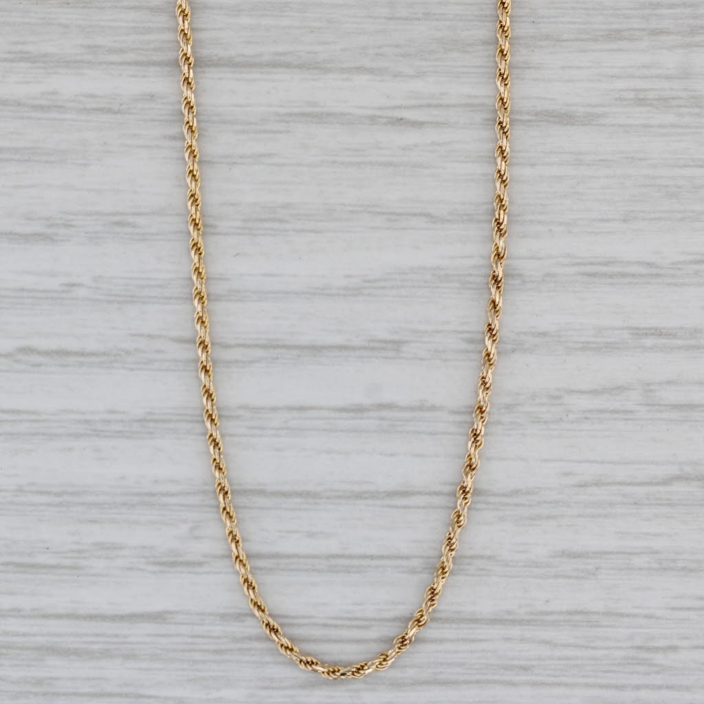 Gray 18.5" 1.3mm Rope Chain Necklace 14k Yellow Gold