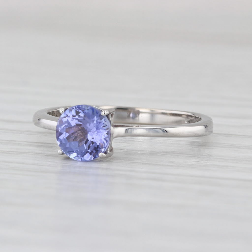 1.03ct Tanzanite Round Solitaire Ring 14k White Gold Size 7 COA Jacque Christie