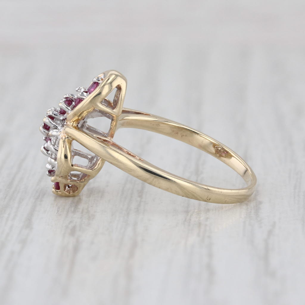 0.43ctw Ruby Diamond Cluster Ring 10k Yellwo Gold Size 6