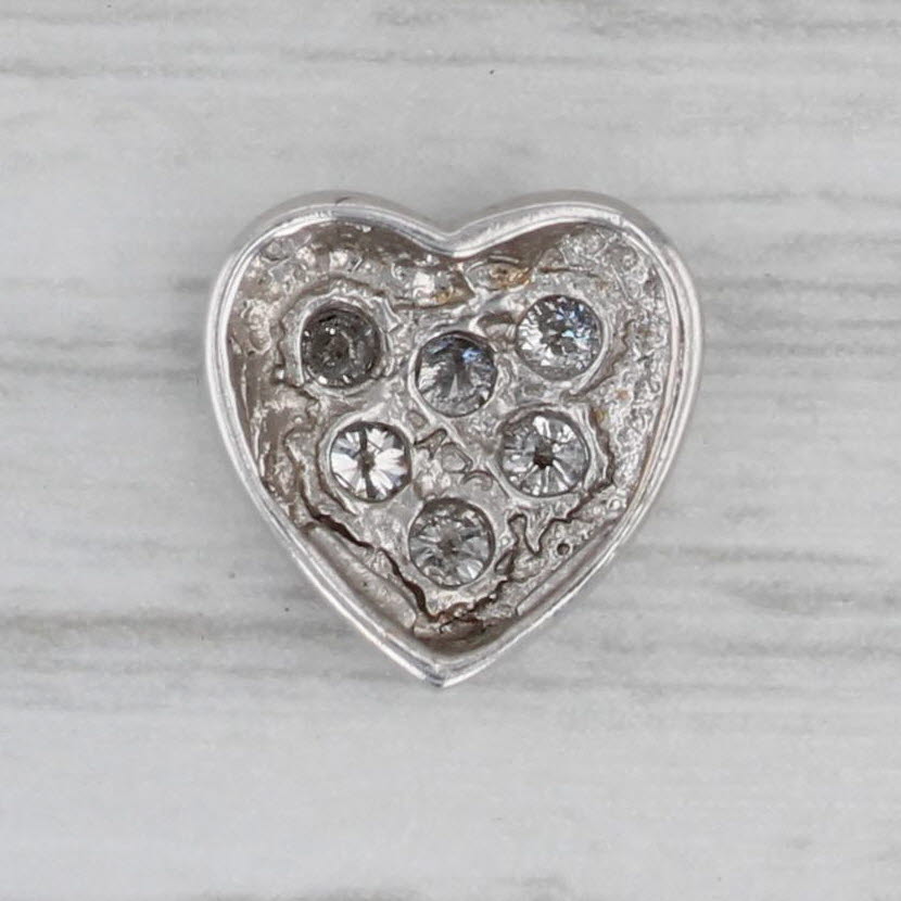 Gray 0.18ct Diamond Cluster Floating Heart Slide Pendant Charm 10k White Gold