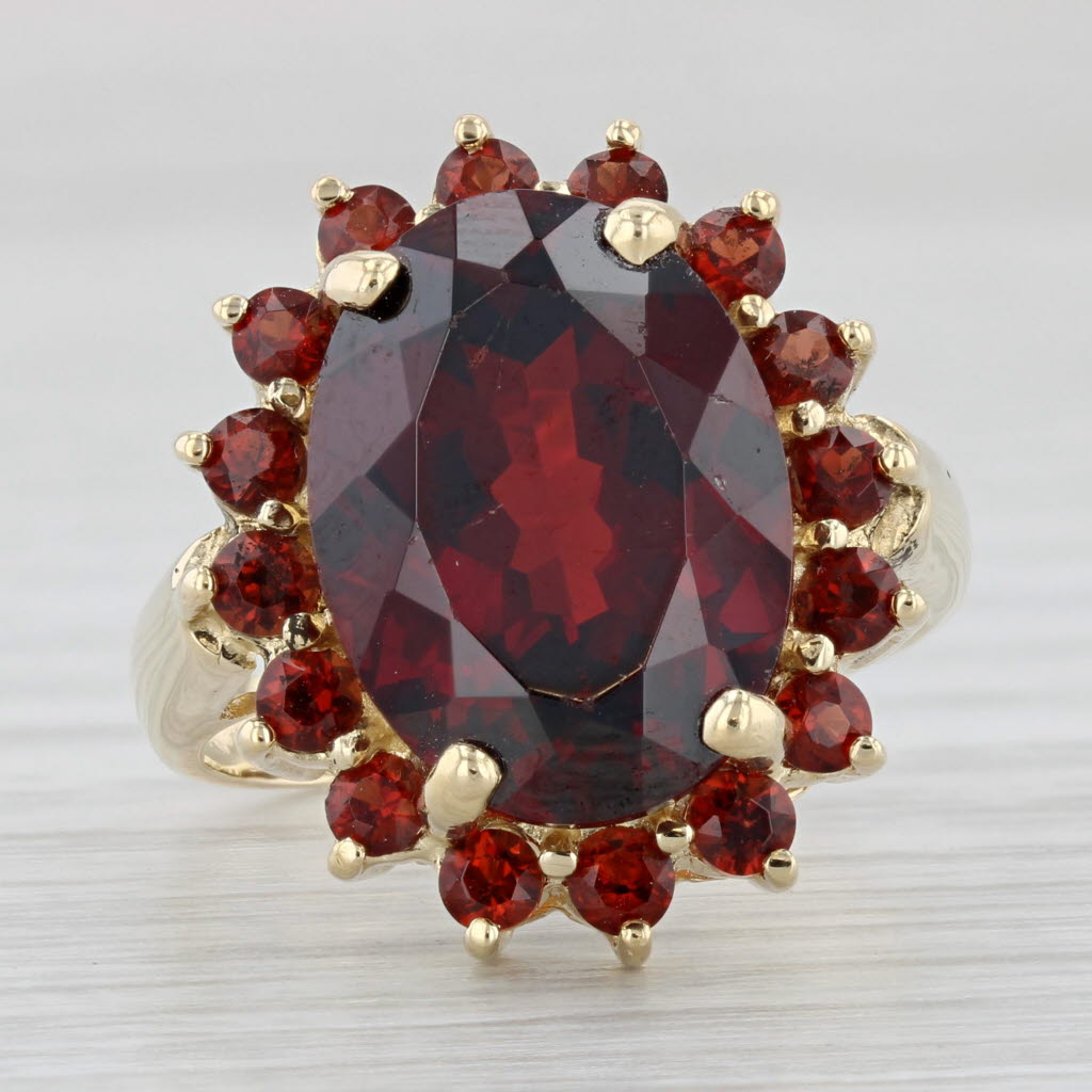 Light Gray 1.24 Garnet Red Glass Ring 14k Yellow Gold Size 7.5 Cocktail