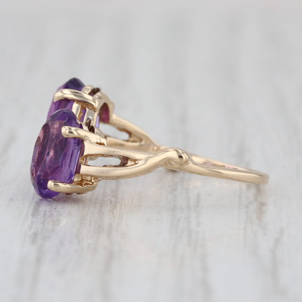 2.37ctw Oval Amethyst Bypass Ring 14k Yellow Gold Size 4.75