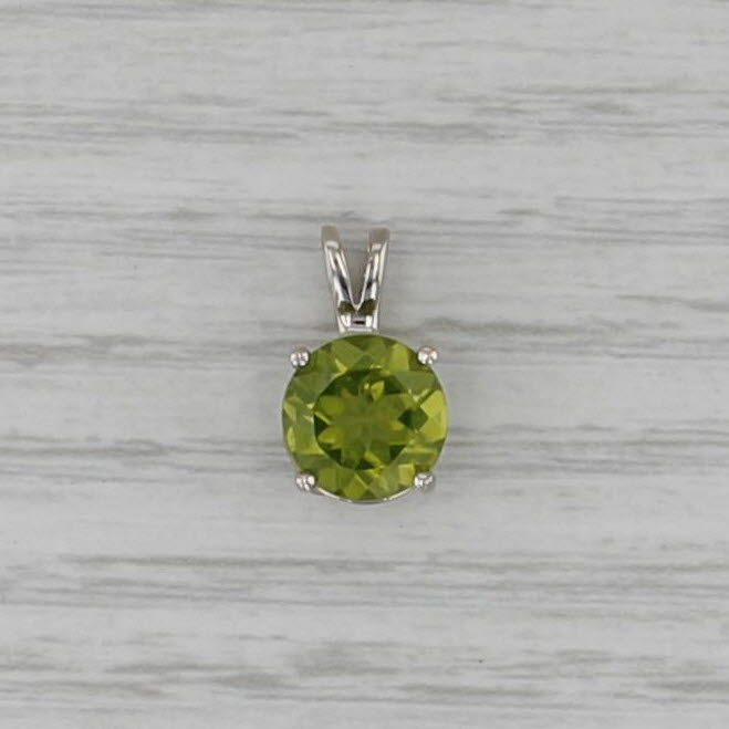 2.35ct Round Peridot Pendant 14k White Gold Small Solitaire Drop