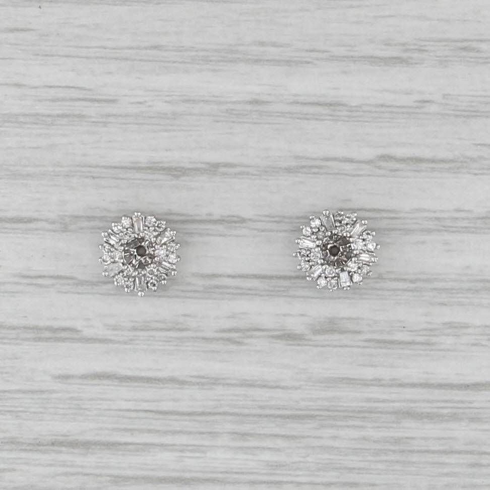 0.40ctw Diamond Earring Enhancers Jackets 14k White Gold for Studs