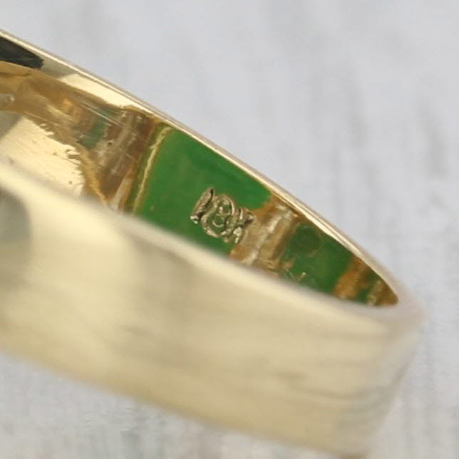 Green Jadeite Jade 0.20ctw Diamond Ring 18k Yellow Gold Size 9.5