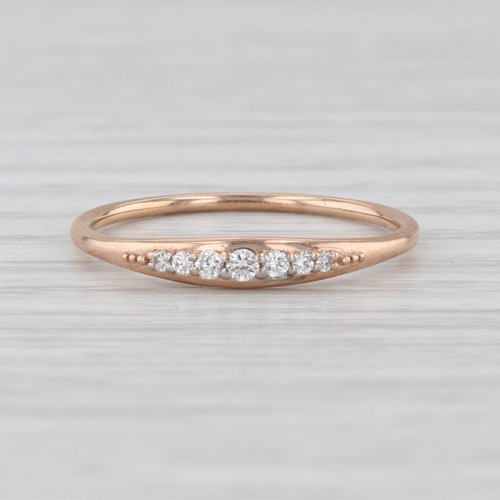 Ferkos 0.08ctw Diamond 14k Rose Gold Ring Size 7 Wedding Band Stackable