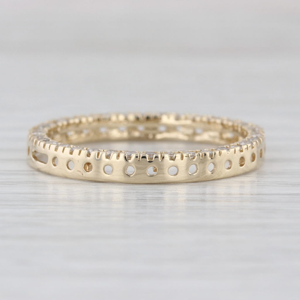 0.50ctw Pave Diamond Eternity Circle Pendant 14k Yellow Gold Floating Drop