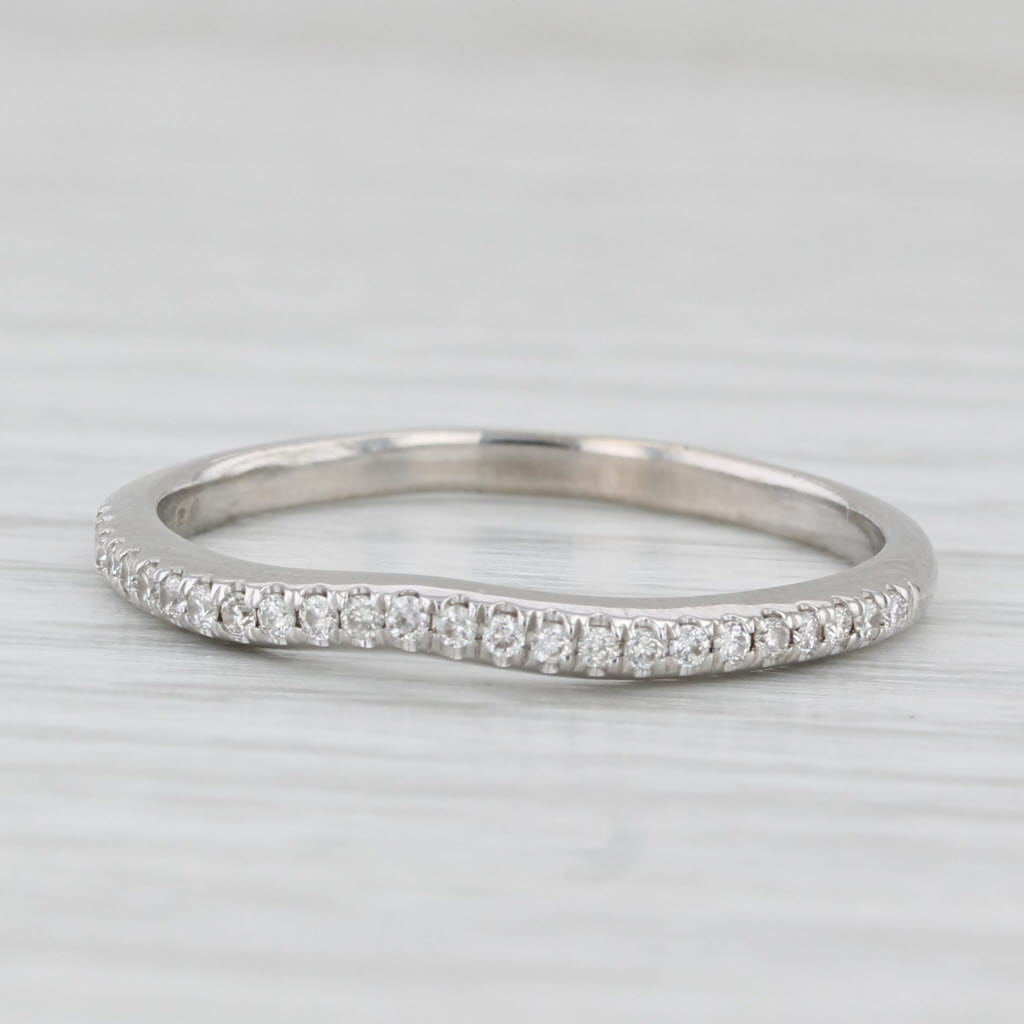 Light Gray 0.20ctw Diamond Wedding Band 14k White Gold Size 9 Stackable Anniversary Ring