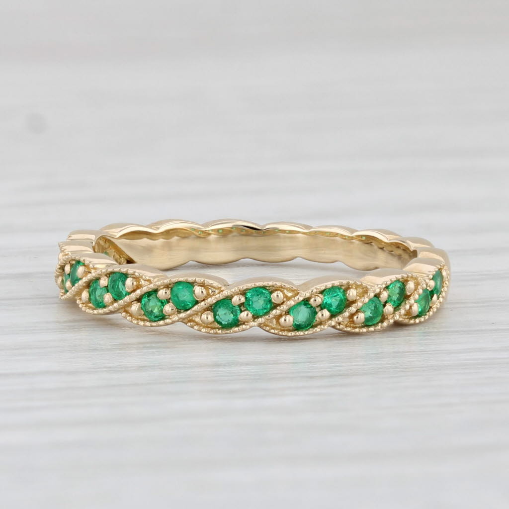 Light Gray New 0.21ctw Emerald Ring 14k Yellow Gold Wedding Band Stackable Size 6.25