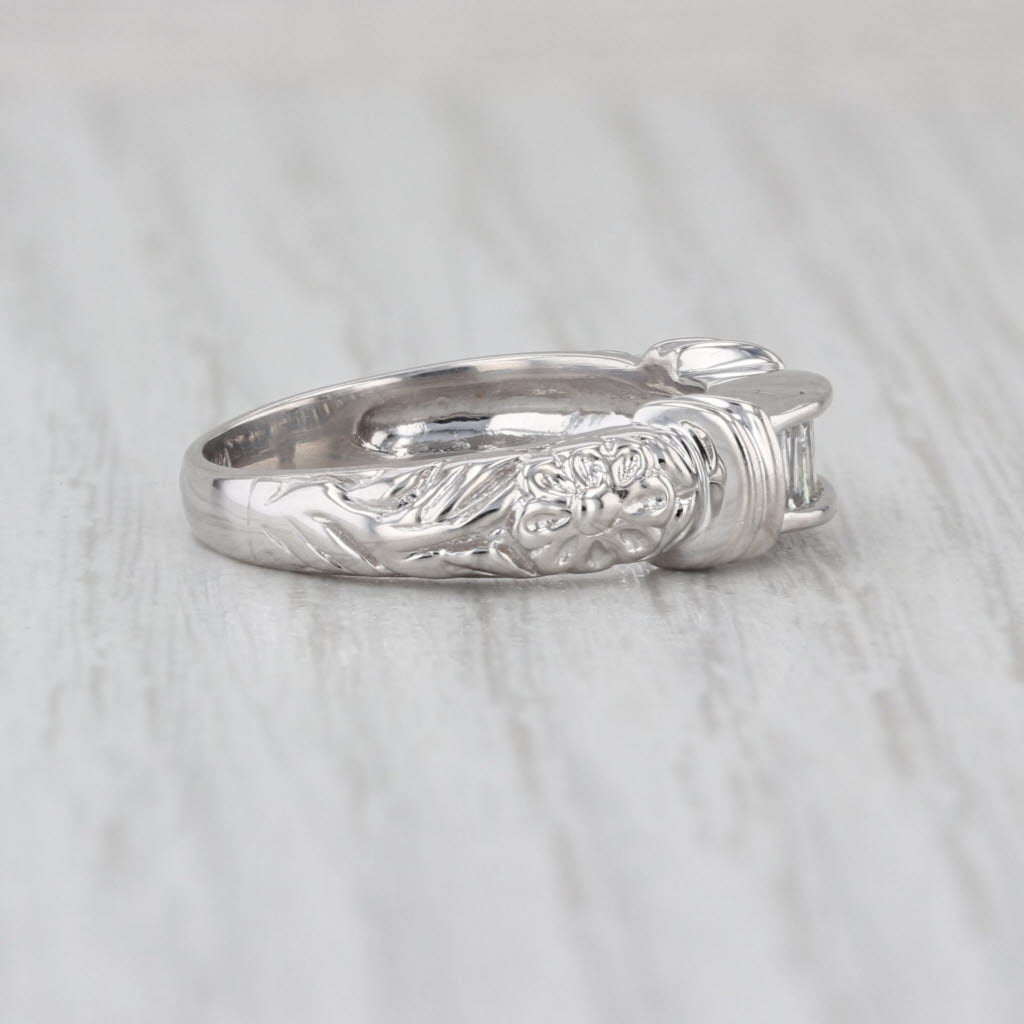 0.25ctw Diamond Wedding Ring 14k White Gold Floral Stackable Annivesary Band