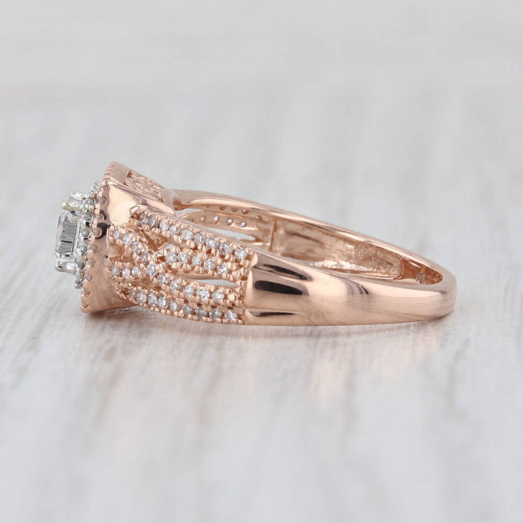 0.30ctw Diamond Halo Engagement Ring 10k Rose White Gold Size 7