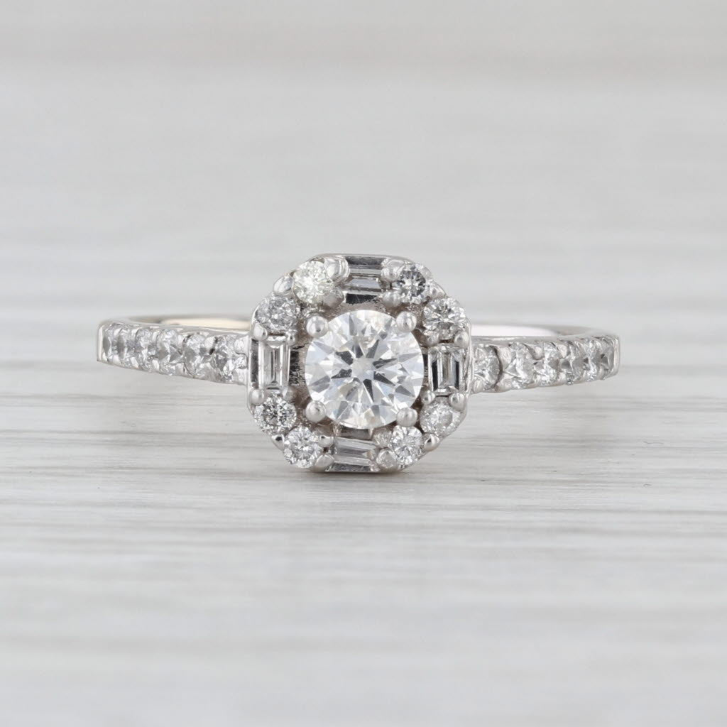 0.75ctw Round Diamond Halo Engagement Ring 14k White Gold Size 6.5 Cathedral