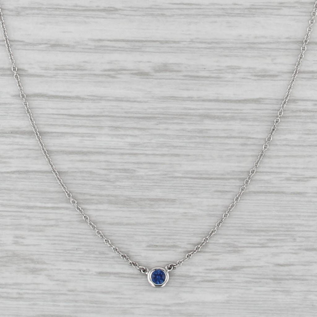 Tiffany Color by the Yard 0.16ctw Blue Sapphire Platinum Pendant Necklace Boxes