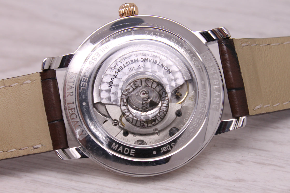 Montblanc Star Legacy 39mm Automatic Men's Watch Swiss Steel Date 117577 MINT
