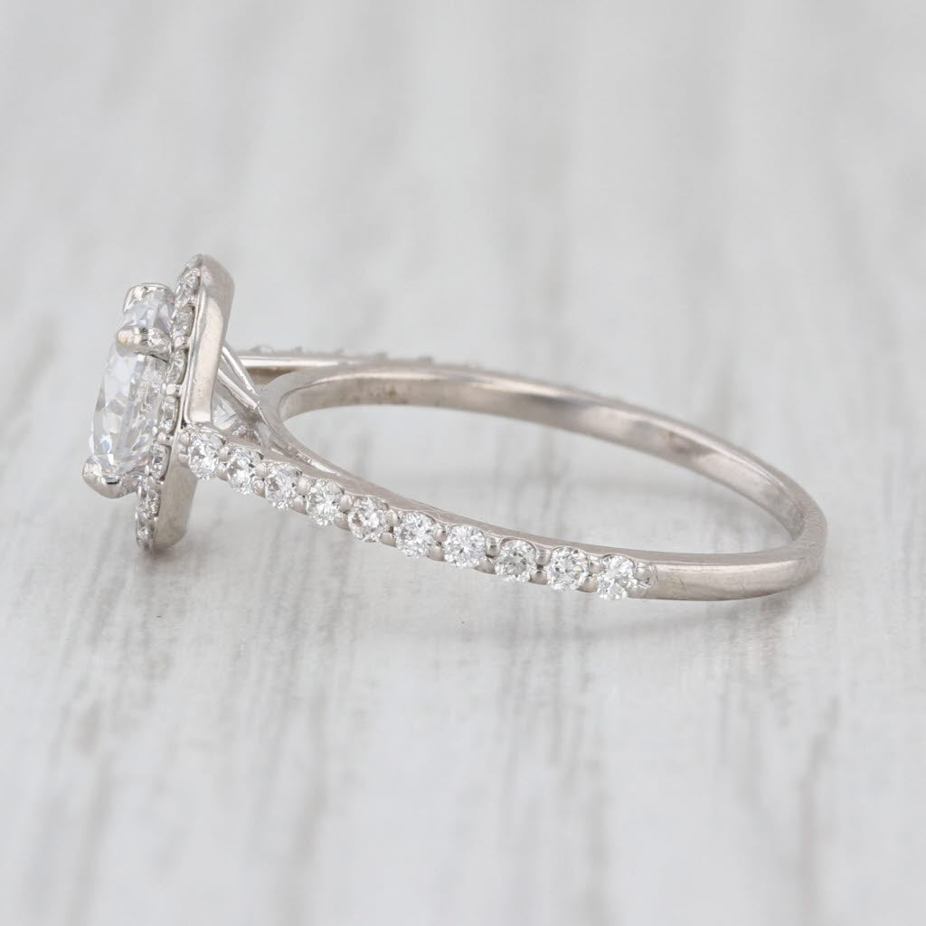 1.39ctw Lab Grown Diamond Halo Engagement Ring 14k White Gold Size 6 IGI
