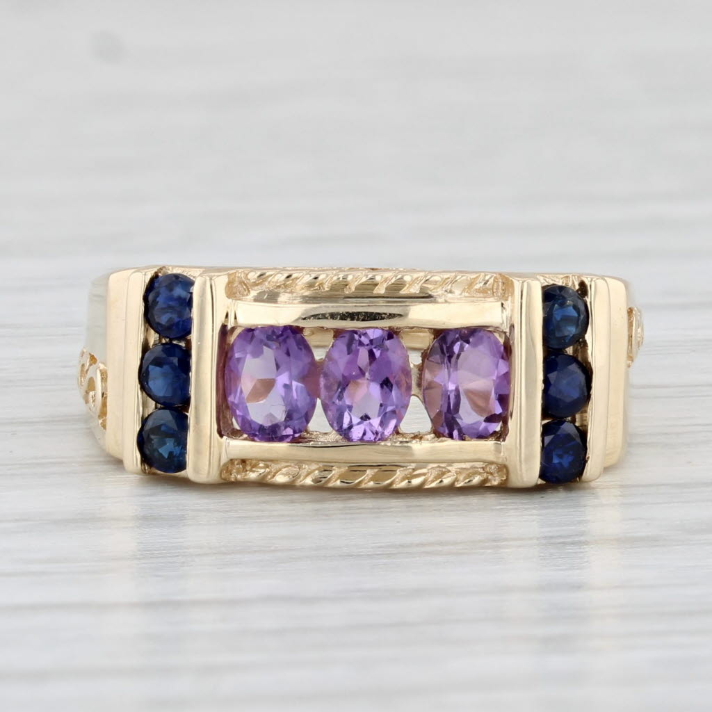 Light Gray 0.86ctw Amethyst Sapphire Ring 10k Yellow Gold Size 5 Vintage