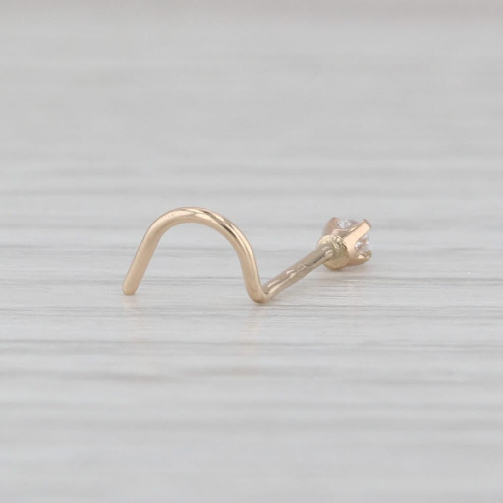New Diamond Nose Piercing Stud 14k Yellow Gold Round Solitaire Curved Post 2