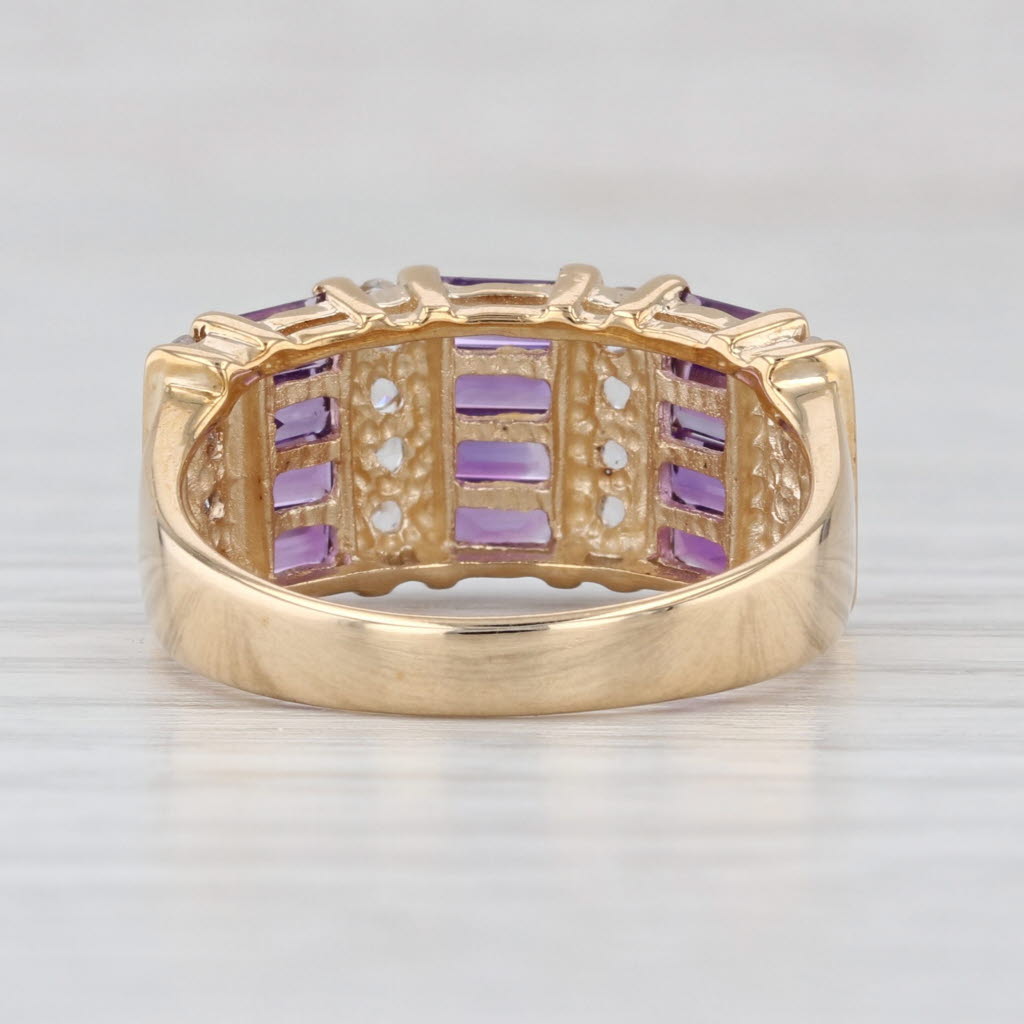 1.94ctw Amethyst White Sapphire Rows Ring 10k Yellow Gold Size 7