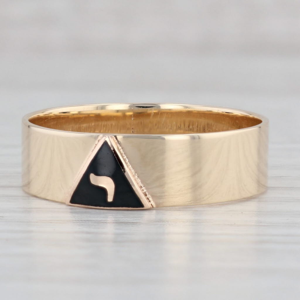 Light Gray Raised Yod Masonic Ring 10k Yellow Gold Band 14th Degree Scottish Rite Sz 12.75