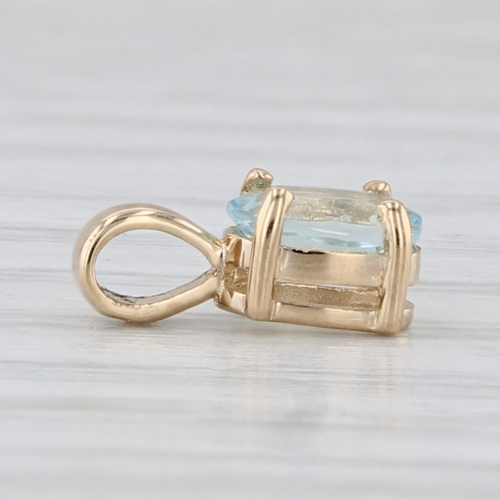 Light Gray 0.30ct Oval Aquamarine Solitaire Pendant 14k Yellow Gold Small Drop