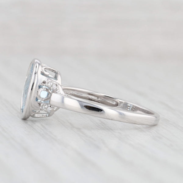 Light Gray 1.92ctw Oval Aquamarine Diamond Ring 14k White Gold Size 6.75