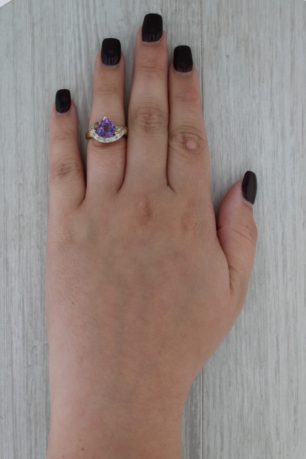 1.93ctw Amethyst Diamond Ring 14k Yellow Gold Size 5.5